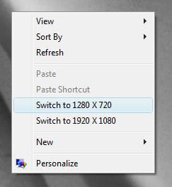 Change Screen Resolution with 2 Mouse Clicks
